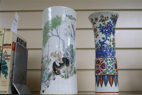 A 19th century Chinese vase and a Republic vase, height 28cm